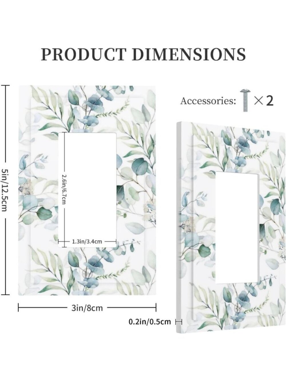 Green Eucalyptus Leaves Light Switch Wall Plate Cover - Spring Botanical Decor - Picture 5 of 7